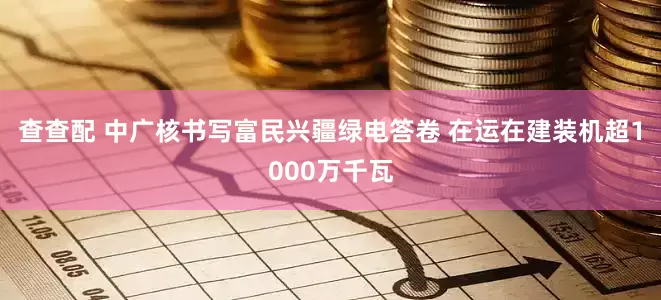 查查配 中广核书写富民兴疆绿电答卷 在运在建装机超1000万千瓦